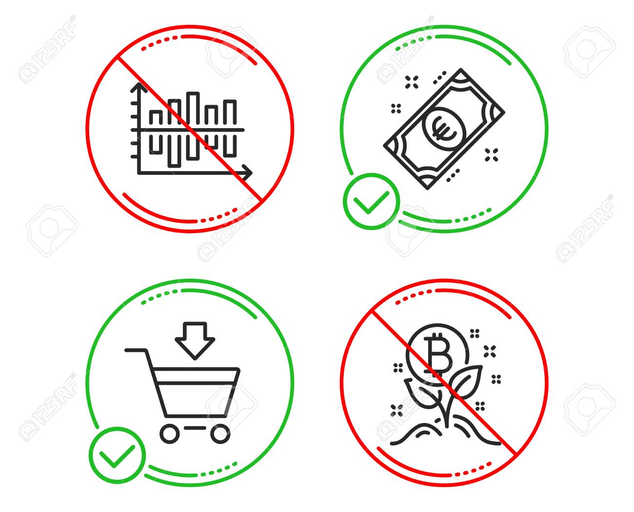 Do Or !   Stop Online Market Euro Money And Diagram Chart Icons - 
